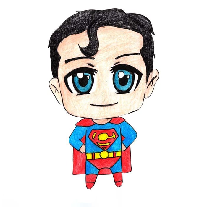 Chibi Siêu Nhân - Bức tranh siêu đẹp và dễ thương về Superman