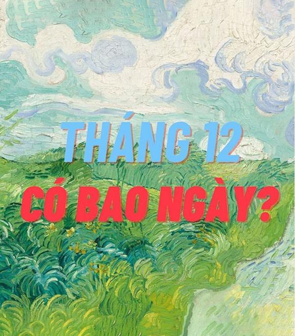 Tháng 12 năm 2024 có bao nhiêu ngày?